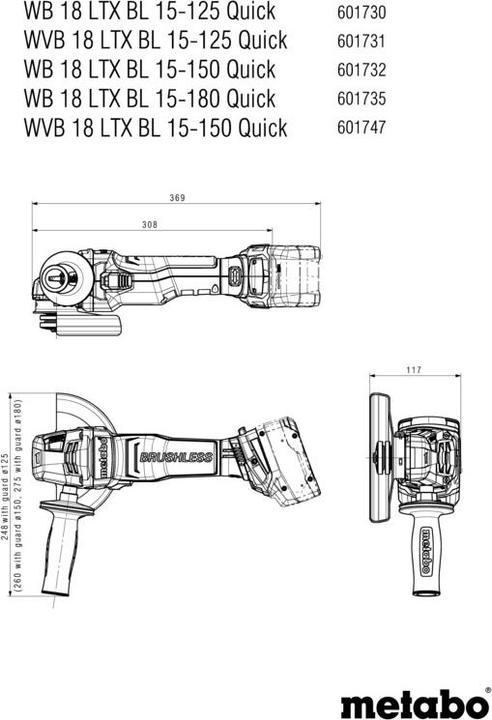 Produktbild Metabo WB 18 LTX BL 15-150 Quick (150 mm)
