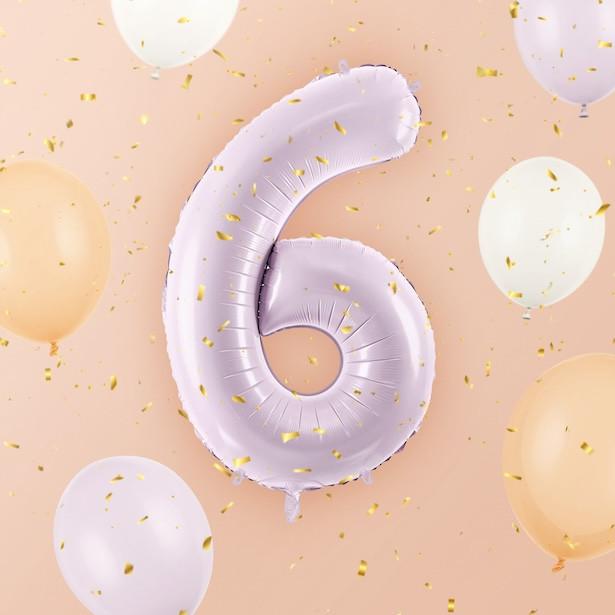 Partydeco Ballon alu Chiffre "6" Violet Pastel