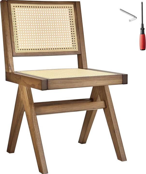 Produktbild tectake Holzstuhl Lissy mit Wiener Geflecht, Belastbarkeit 120 kg