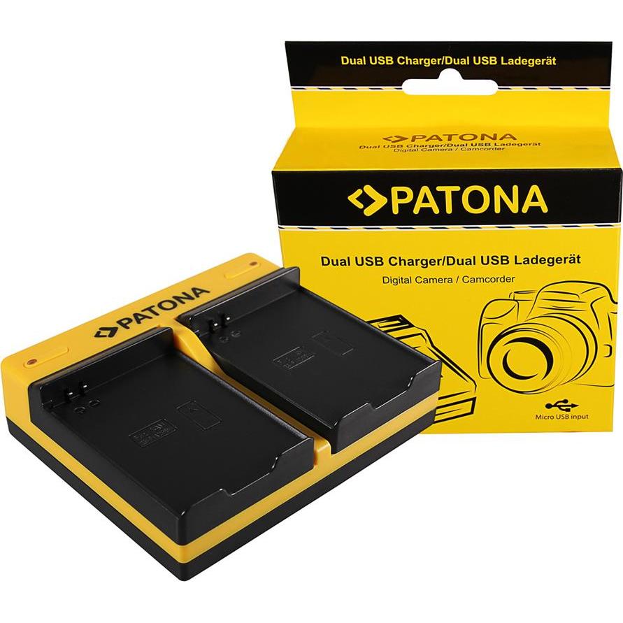 Patona Caricabatterie doppio per Samsung EB-F1A2GBU I519 I569 I579 I8150 i8150 W i9050 i9100 incluso (Caricabatterie per fotocamere), Alimentatore fot