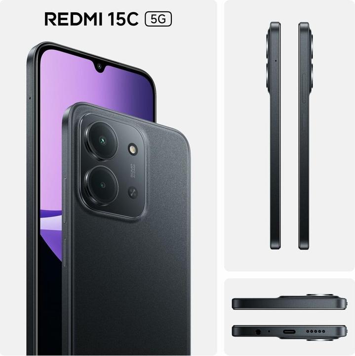 Actual product image Xiaomi Redmi 15C 5G (256 GB, Midnight Black, 6.90", Dual SIM, 5G)