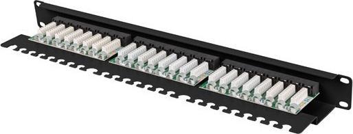 Produktbild Lanberg Patch Panel 24 Port 1u 19 Kat.6a Utp Z Organizerem Kablowym Czarny (1 HE, 19 Zoll Rack)