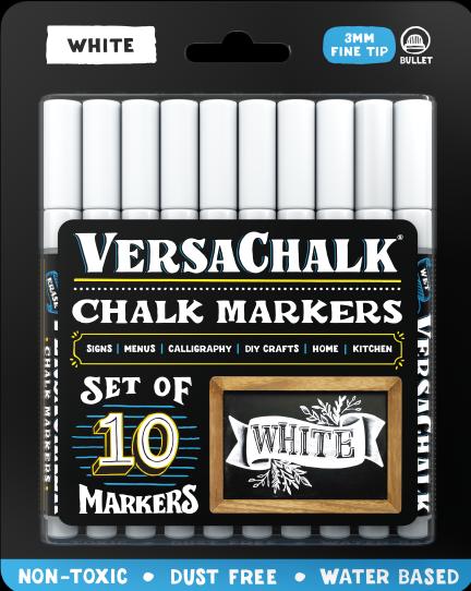Produktbild VersaChalk - Weisse Flüssig Kreide Marker 10er Set 3mm Spitze (Weiss, 10 x)