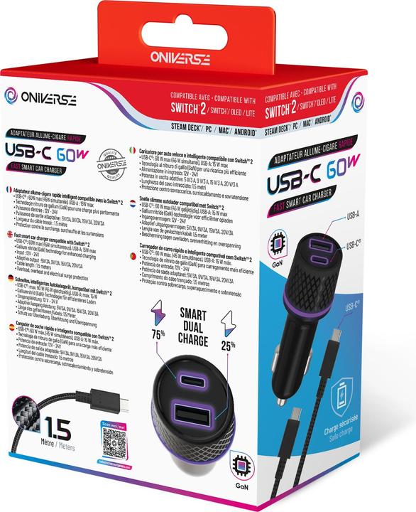 Produktbild Oniverse Ladegerät Autoadapter (60W) - Gaming-Zubehör