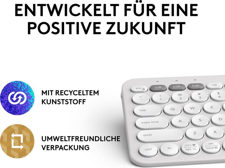 Produktbild Logitech PEBBLE KEYS 2 K380S TONAL WHITE (DE, Kabellos)