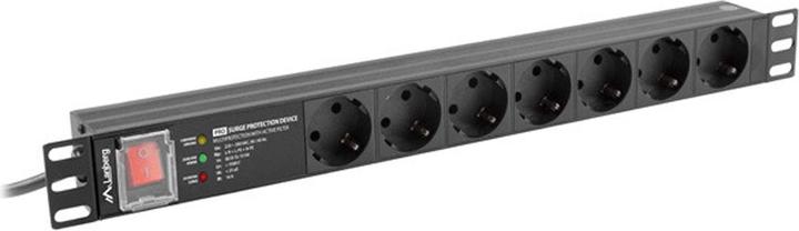 Image du produit Lanberg PDU-PRO-07F-0200-BK Unité de distribution d'alimentation (PDU) 6 sorties AC 1U
