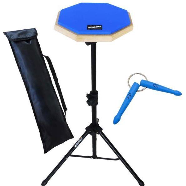 keepdrum DP-BL8 Practice Pad mit Stativ mit Anhänger, Zubehör Instrumente, Blau