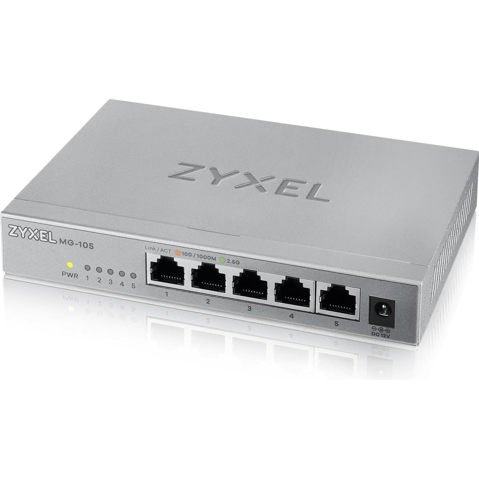 Zyxel MG-105 (5 Ports), Netzwerk Switch, Grau