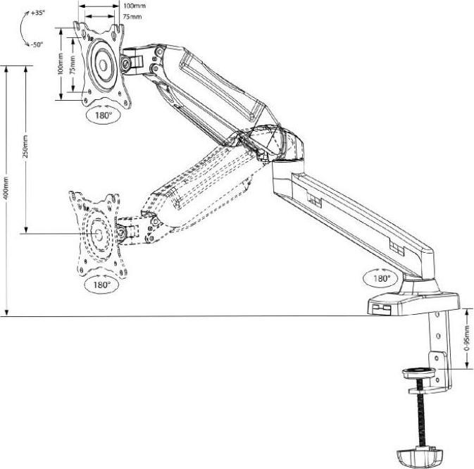 Actual product image Maclean Desk monitor mount 13-27 inches MC-860N (Table, 27", 8 kg)