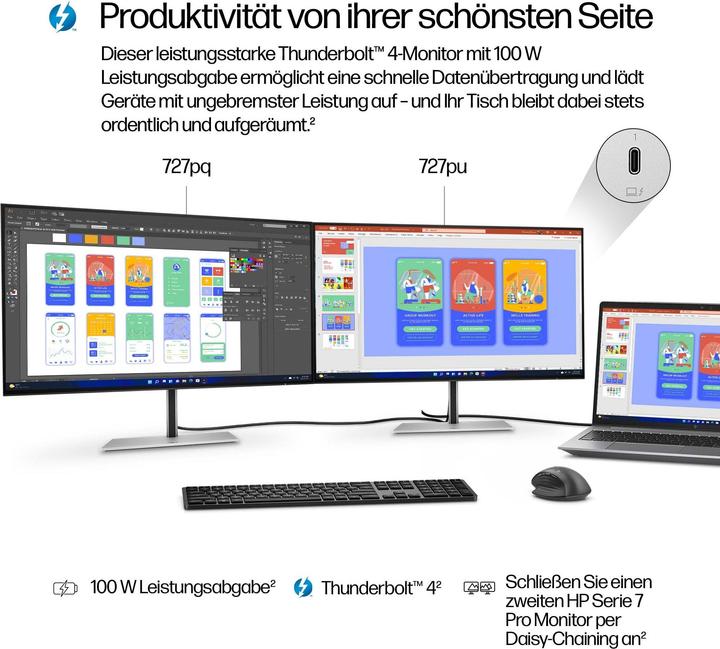 Actual product image HP Series 7 Pro 727pu Docking Display (2560 x 1440 pixels, 27")
