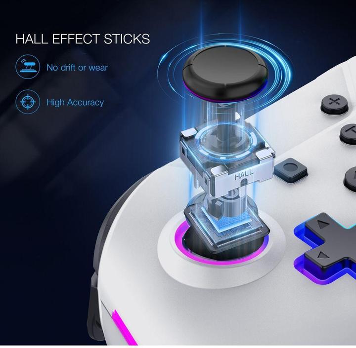 Actual product image Hyperkin NuRival Light Up Wireless Game Controller - white (NSW) (Switch OLED)