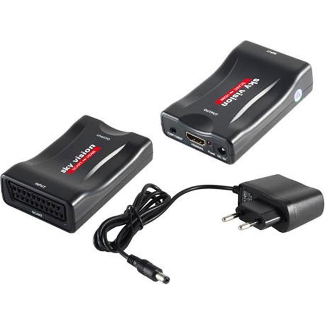 Sky Vision Convertitore da SCART a HDMI, PAL, NTSC, 1080P, VHS, Xbox, PS3, Convertitore video