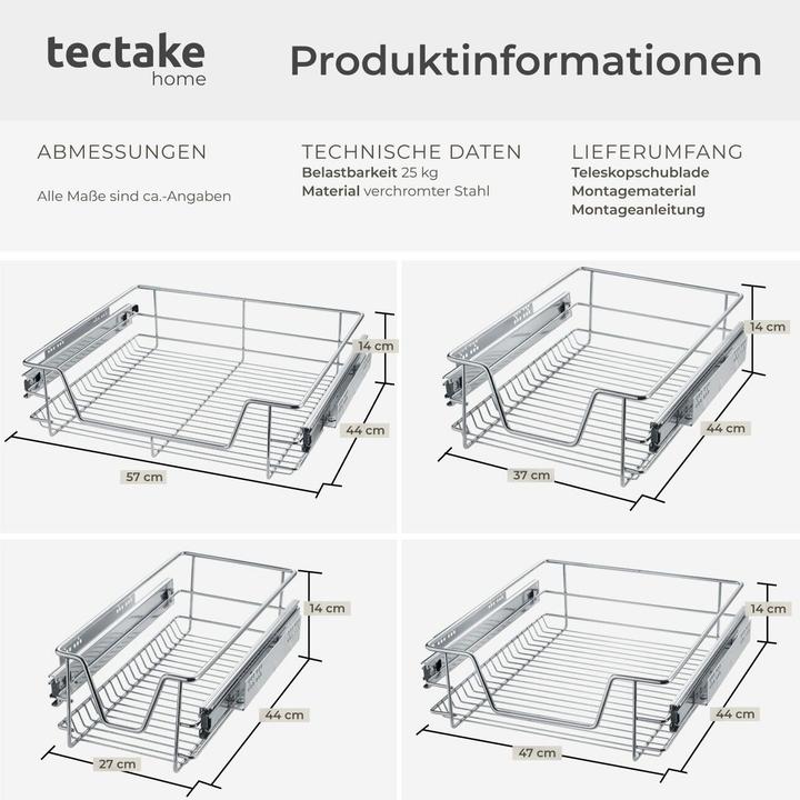 Produktbild tectake Teleskopschublade