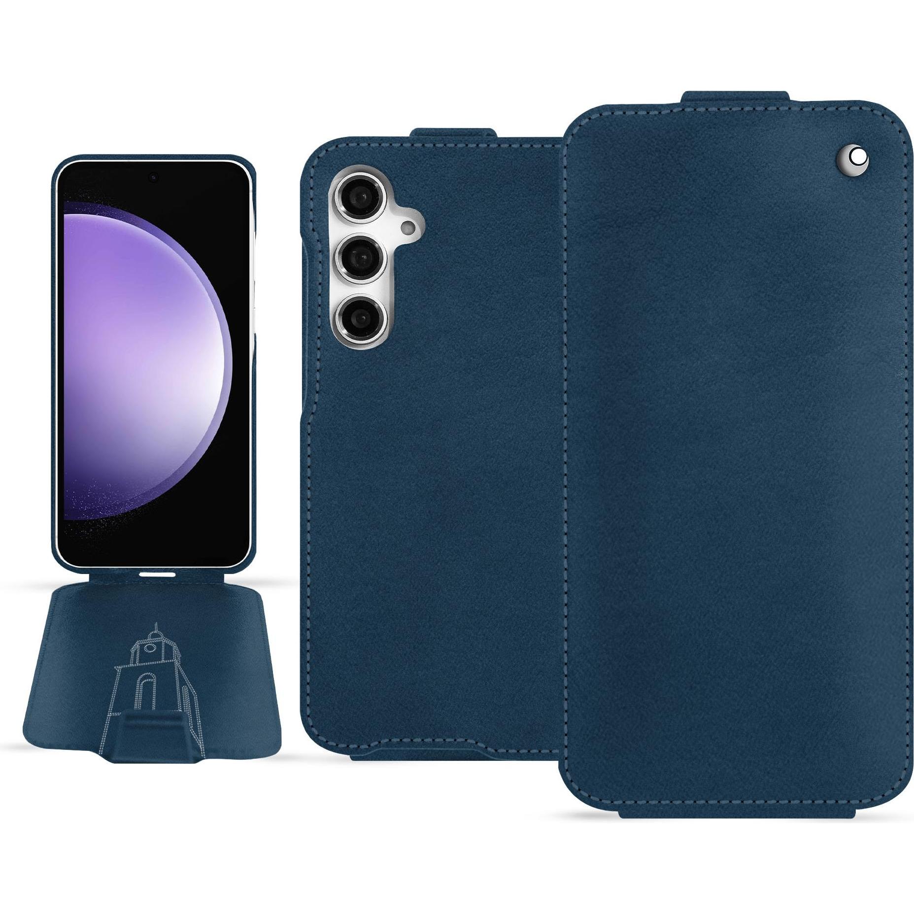 Thumbnail - Noreve Lederschutzhülle vertikal (Samsung Galaxy S23 FE), Smartphone Hülle, Blau