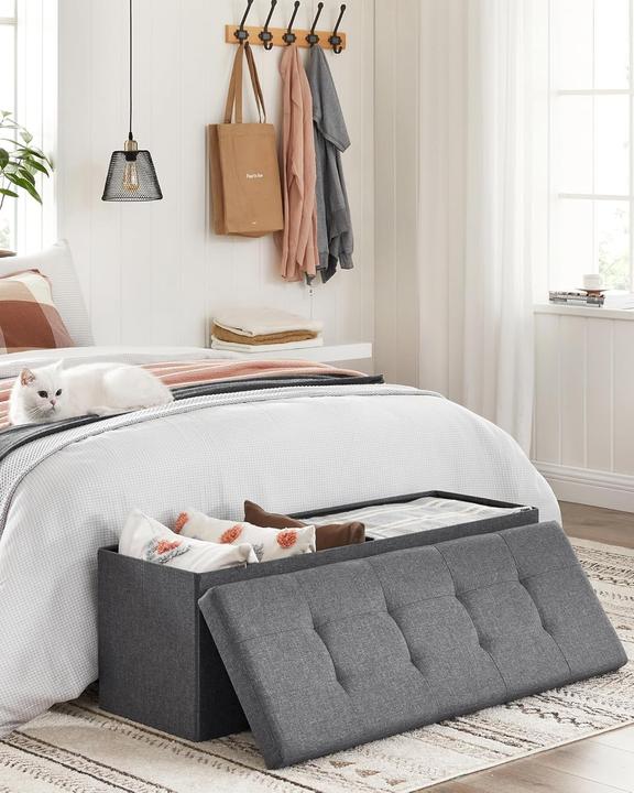 Produktbild Songmics Sitzbank Stauraum Klappbar 300kg Belastbar Schiefergrau (110 cm)