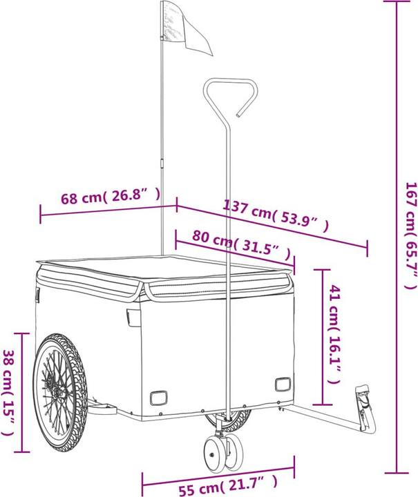 Productafbeelding vidaXL Fahrradanhänger 45 kg Eisen