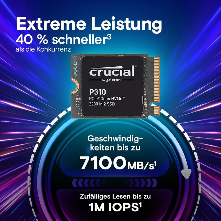 Productafbeelding Crucial P310 2TB PCIe 2230 NVMe M.2 SSD (2000 GB, M.2 2230)