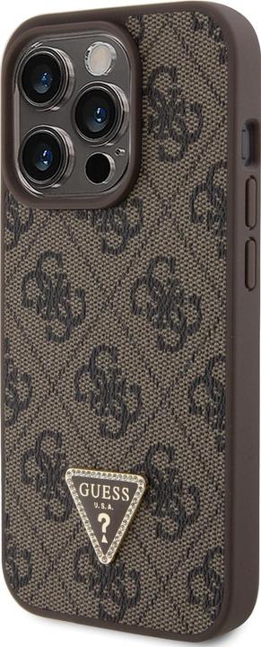 Produktbild Guess PU Leather Metal Logo Strass Crossbody Case für Apple iPhone 15 Pro - brown (Apple iPhone 15 Pro)