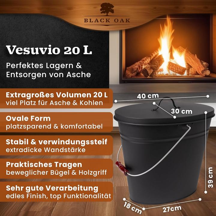 Produktbild Black Oak Ascheeimer Vesuvio mit Deckel, feuerfest