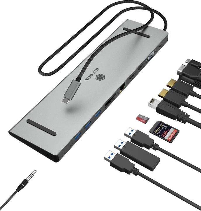 Actual product image Icy Box IB-DK2106a-CPD (USB-C, 7 Ports)