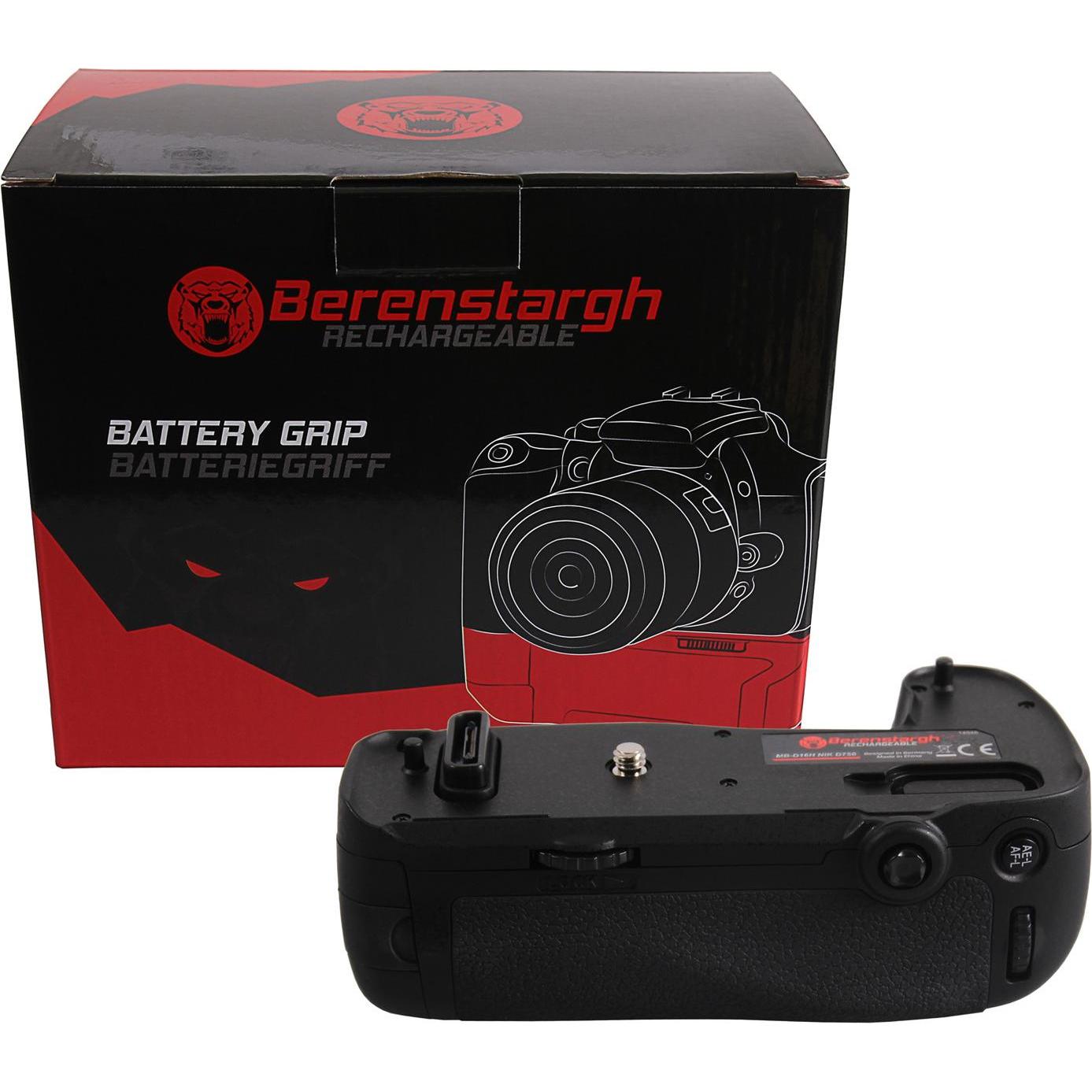 Berenstargh Impugnatura per Nikon D750 MB-D16H per 1 batteria EN-EL15 incl. telecomando IR (Maniglia della batteria), Impugnatura + Battery grip