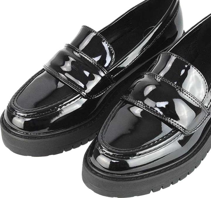 Actual product image XY London Womens/Ladies Kourtney Patent Leather Chunky Heel Loafers (36)