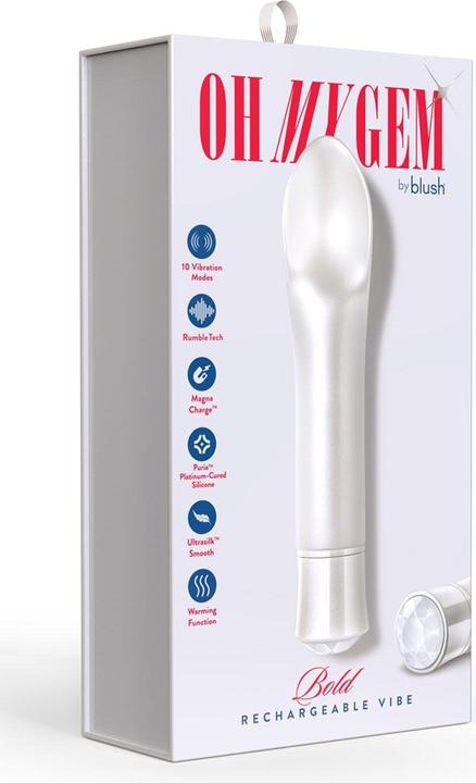 Actual product image Blush Novelties Oh My Gem - Bold - 6.25" Puria Silicone G-Spot Vibrator - 5 Speeds & 5 Unique Vibrators