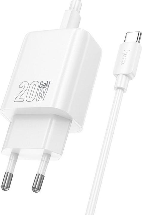Produktbild Hoco Adapter wall charger USB A + Type C + cable Type C to Type C PD QC3.0 3A 20W N61 white (20 W, 2 Ports)