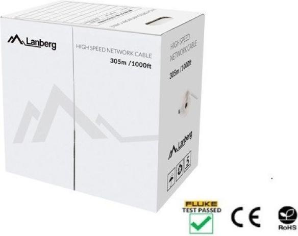 Actual product image Lanberg LCU6-12CU-0305-S Network cable 305 m Cat6 U/UTP (UTP) Gray (U/UTP, CAT6, 305 m)