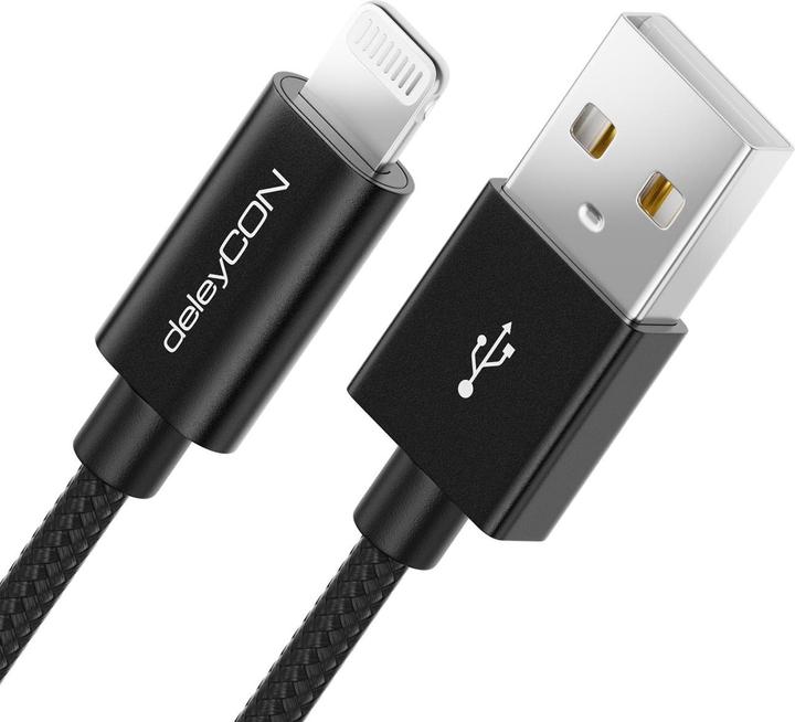 Produktbild deleyCON USB 2.0-Kabel USB A - Lightning 0.5 m (0.50 m, USB 2.0)