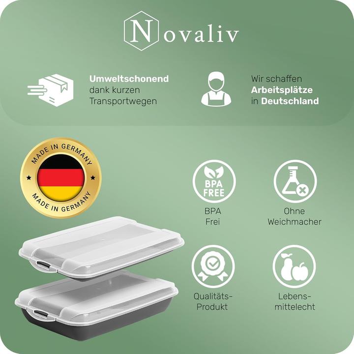 Image du produit Novaliv 10er-Set Anthrazit Premium Aufschnittbox mit Transparentem Deckel, Frischhaltedosen für Wurs (25 x 17 x 3 cm)