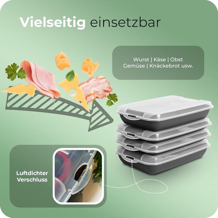 Image du produit Novaliv 10er-Set Anthrazit Premium Aufschnittbox mit Transparentem Deckel, Frischhaltedosen für Wurs (25 x 17 x 3 cm)