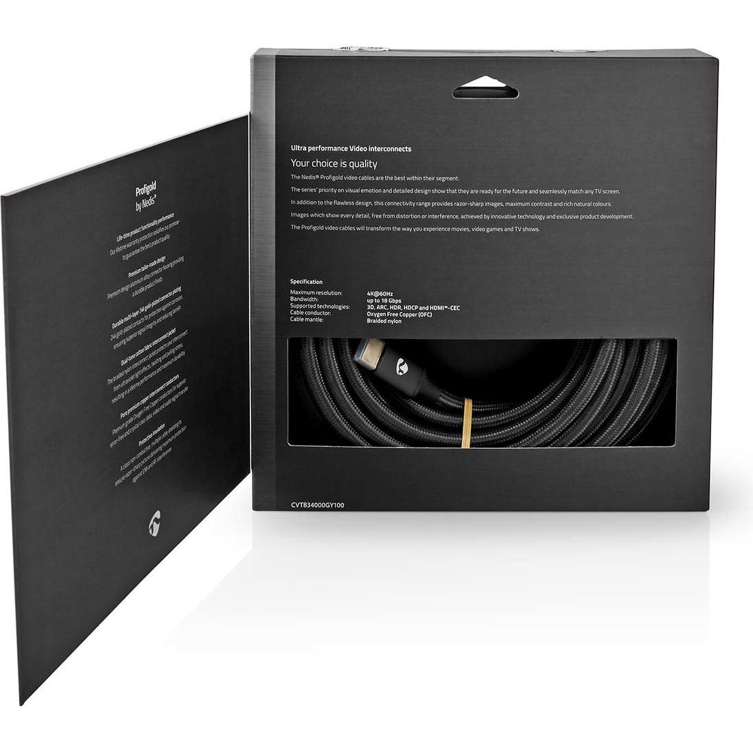 Thumbnail - Nedis High Speed ​​HDMI ™ Kabel mit Ethernet HDMI™ Stecker HDMI™ Stecker 4K@30Hz ARC 18 Gb (10 m, HDMI), Video Kabel