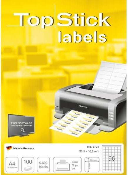 Produktbild TopStick TOP STICK Universal-Etiketten, 30,5 x 16,9 mm, weiá, 100 Bl.