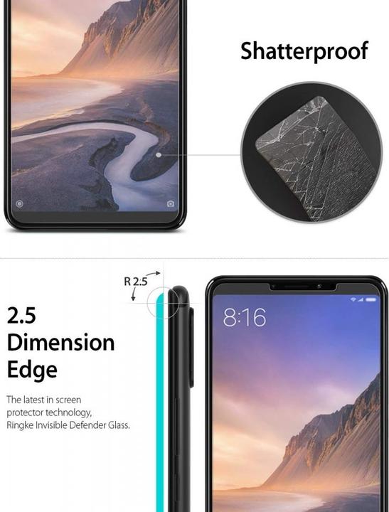 Actual product image Screenguard Xiaomi Mi Max 3 bulletproof glass protective film Case Friendly Design (1 pcs., Mi Max 3)