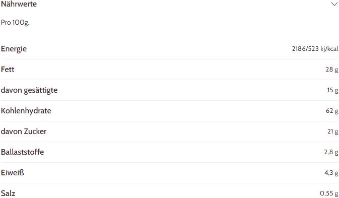 Nährwerte und Zutaten Schär Choco Chip Cookies (1 Stk., 200 g)