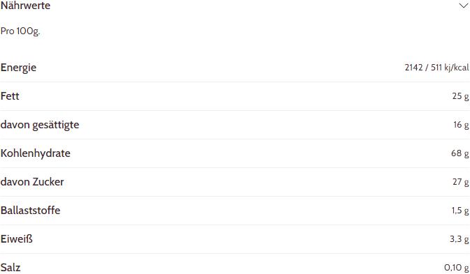 Valeurs nutritives et ingrédients Schär Gaufres au cacao (1 pcs, 125 g)