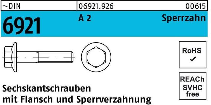 Produktbild Sechskantschraube DIN 6921 m.Flansch M 8 x 25 A 2 m.Sperrzahnung (200 Schrauben pro Stück)