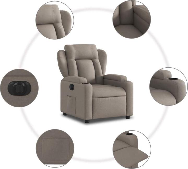 Produktbild vidaXL Relaxsessel Fernsehsessel Liegesessel Sessel Elektrisch Taupe Stoff