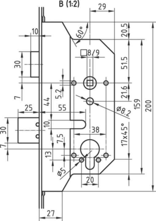 Actual product image Glutz Treplane 1838 Combi multi-point lock