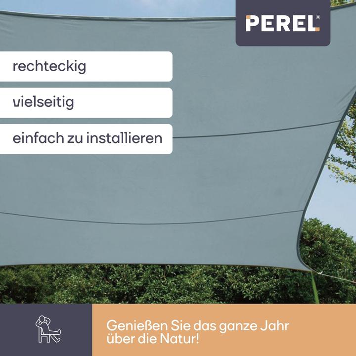 Produktbild Perel SONNENSEGEL - RECHTECKIG - 2 x 3 m - FARBE: HELLGRAU (300 x 200 cm)