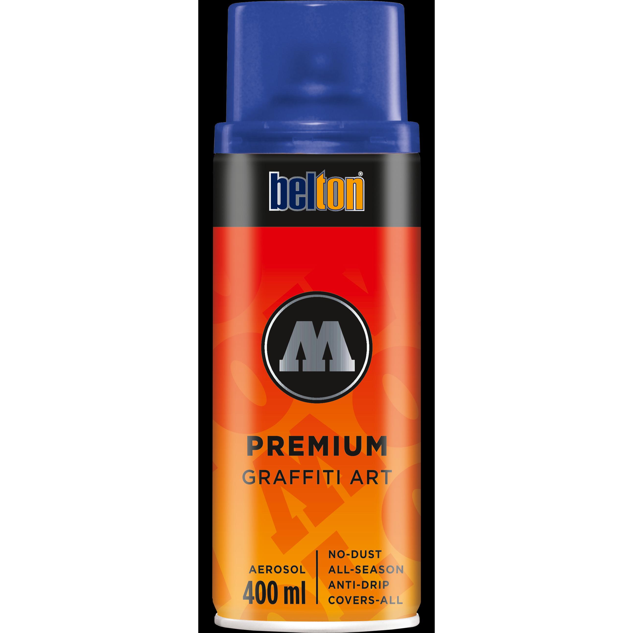 Molotow, Künstlerfarbe + Bastelfarbe, Sprühdose Belton PREMIUM Graffiti Art (Ultramarinblau Transparent, 400 ml)