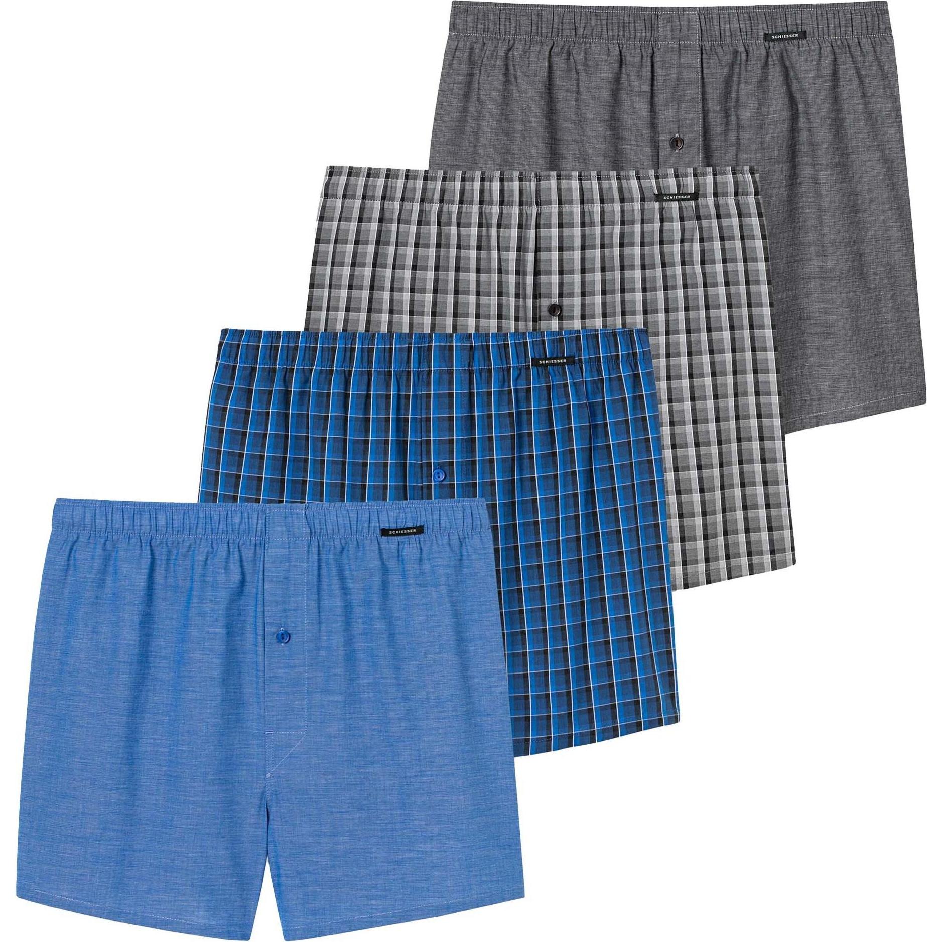 Schiesser, Herren, Unterhosen, 4PACK Shorts, Grau, (L, 4er Pack)