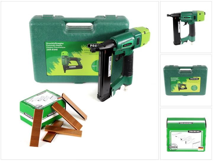 Actual product image Prebena 2XR-ES40 Stapler Compressed Air Nailer in Carrying Case Type ES + 5200x ES26CNKHA