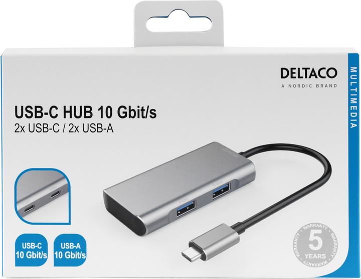 Produktbild Deltaco USBC-HUB201 notebook dock/port replicator Wired USB 3.2 Gen 1 (3.1 Gen 1) Type-C Grey (USB-C)