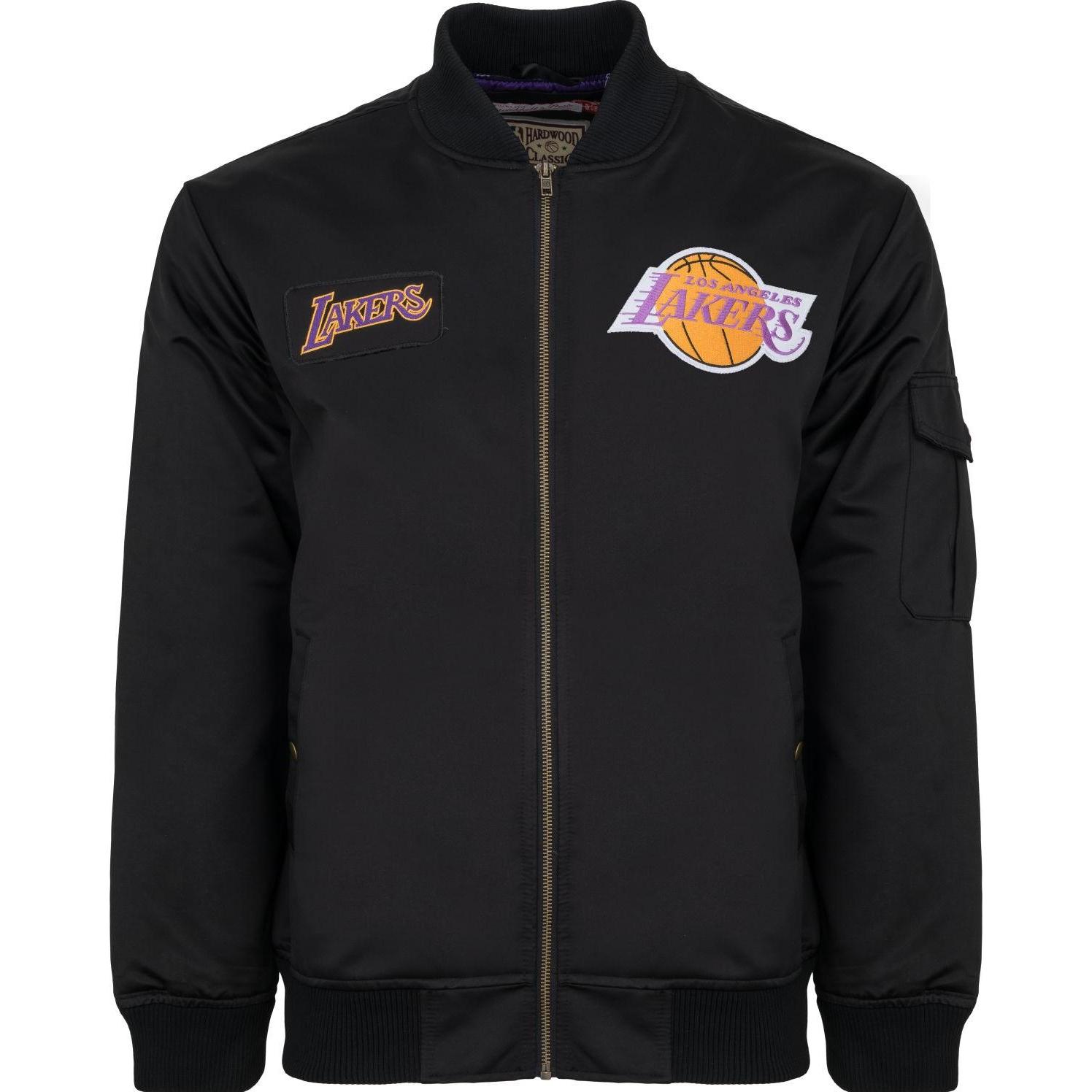 Mitchell & Ness, Herren, Jacke, M&N Heavyweight Bomber Jacket NBA Los Angeles Lakers - L (L), Schwarz, L