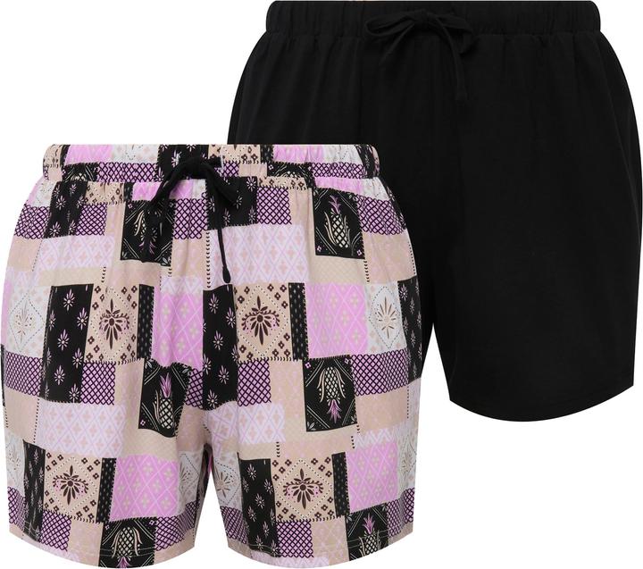 Immagine prodotto Ulla Popken Shorts del pigiama in confezione doppia con cintura elastica e fantasia/tinta unita (46, 48)