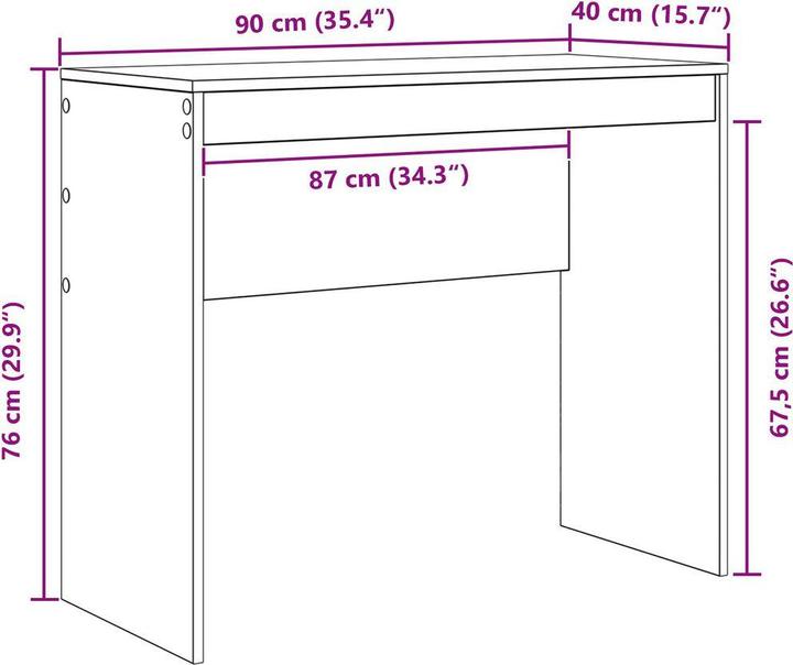 Image du produit VidaXL Bureau Âge Bois composite 90 x 40 x 76 cm Durable (90 x 40 x 76 cm)