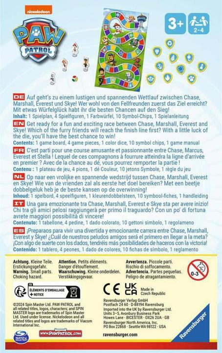 Actual product image Ravensburger Paw Patrol - Race the Tower. (Italian, Spanish, English, French, German, Dutch)