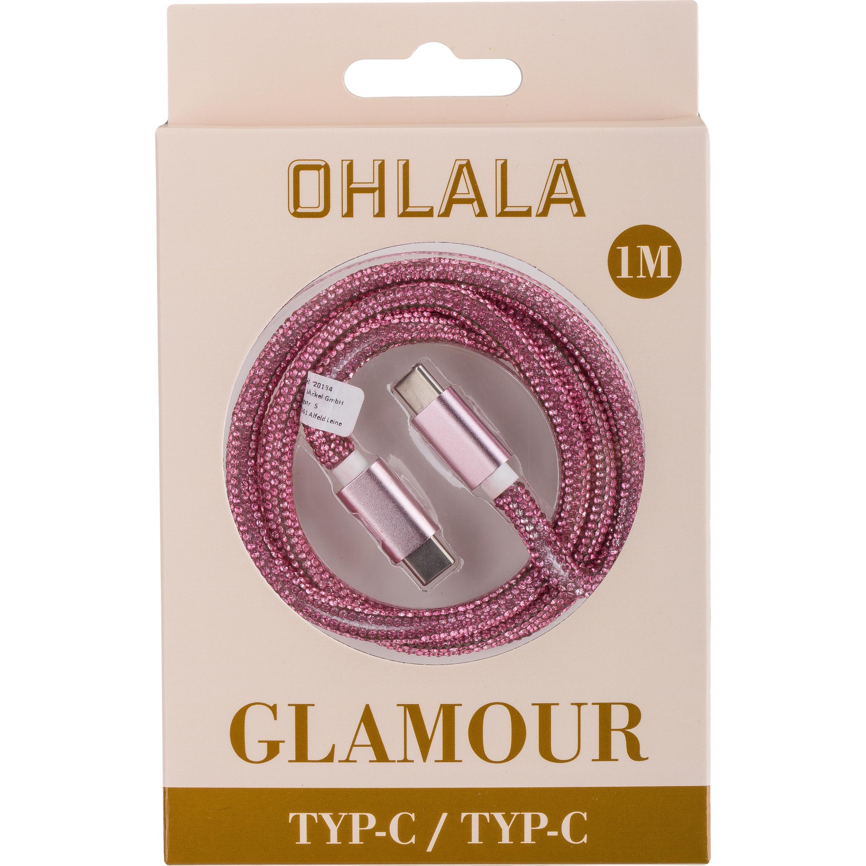 Thumbnail - Peter Jäckel OHLALA! Glamour 1m USB Data Cable Rose für Typ-C/ Typ-C mit Sync- und Ladefunktion (1 m), USB Kabel